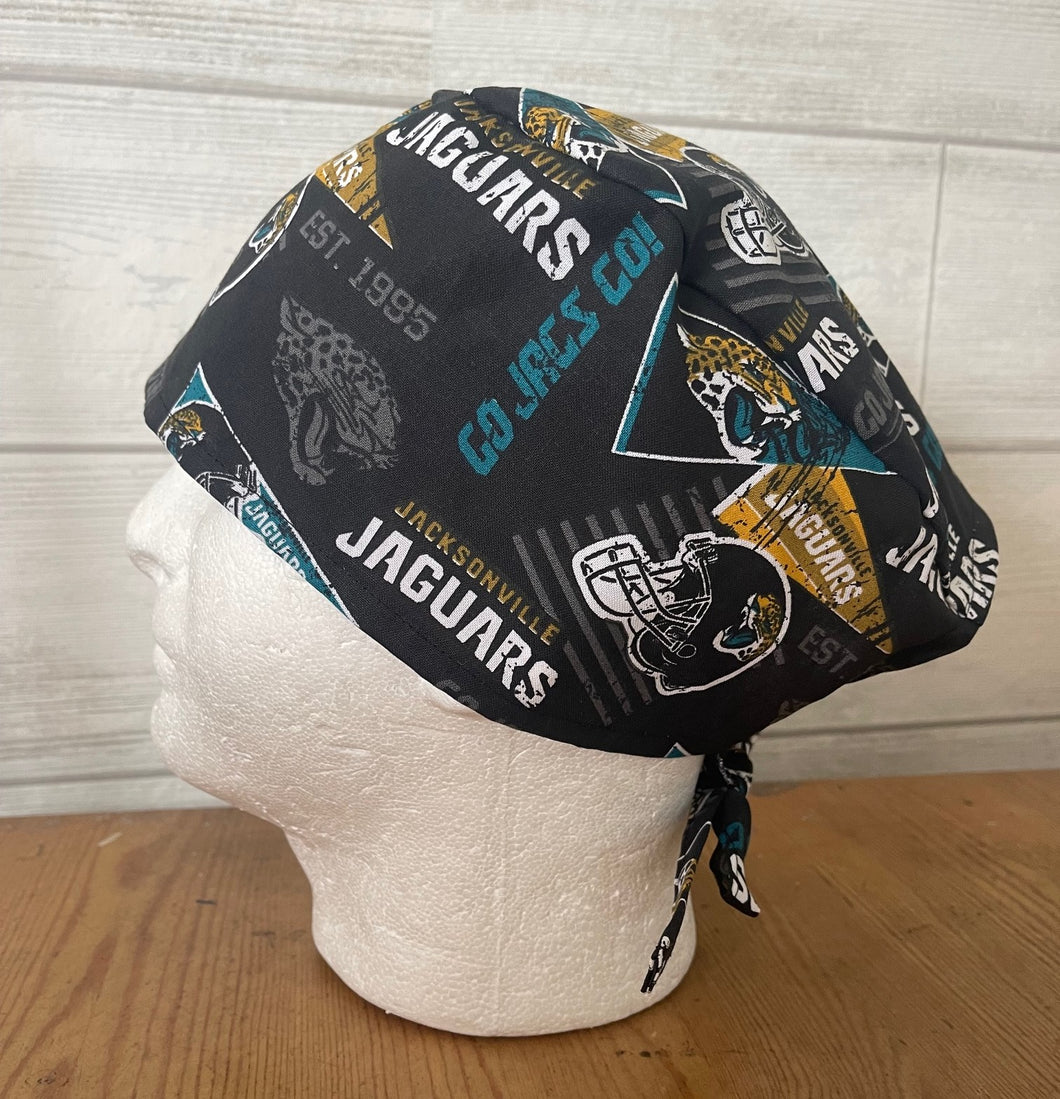 JACKSONVILLE JAGUARS PENNANTS FOOTBALL Unisex Medical Surgical Scrub Caps Men & Women Tie Back and Bouffant Hat Styles