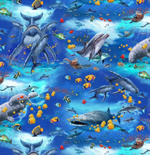 Load image into Gallery viewer, Nautical Tropical Fish Dolphins Reef Unisex Medical Surgical Scrub Caps Men &amp; Women Tie Back and Bouffant Hat Styles
