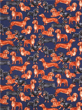 Load image into Gallery viewer, Dachshunds Weiner Dog Variety Navy Fabric Unisex Medical Surgical Scrub Caps Men &amp; Women Tie Back and Bouffant Hat Styles
