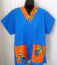 Load image into Gallery viewer, Size Medium Solid Royal Blue with Orange Minions Pockets and Collar band Unisex Style Shirt for Men &amp; Women *IN STOCK *READY TO SHIP
