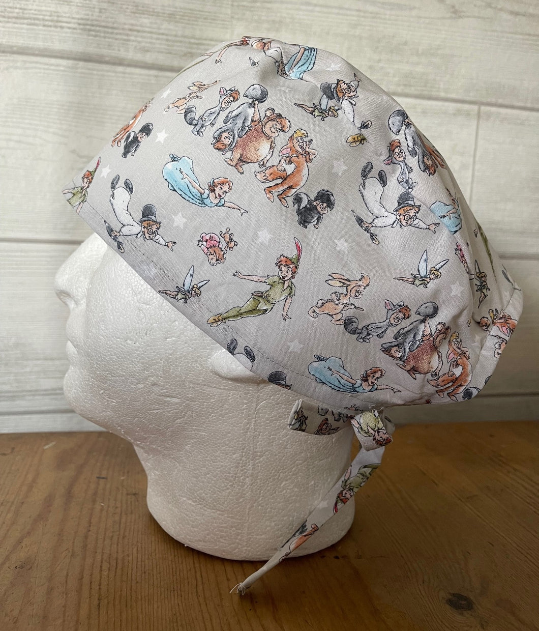 PETER PAN & THE LOST BOYS Fabric Unisex Medical Surgical Scrub Caps Men & Women Tie Back Bouffant Hat Styles