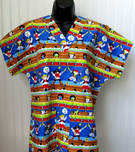 Load image into Gallery viewer, Size Small Pirates Ship Medical Scrub Top Pirate's Life 2 Toned Fabric Small Skull backing Unisex Style Shirt for Men &amp; Women *IN STOCK *READY TO SHIP
