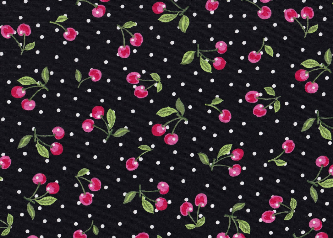 CHERRIES ON BLACK DOTS Medical Scrub Top Unisex Style for Men & Women