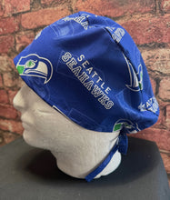 Load image into Gallery viewer, SEATTLE SEAHAWKS FOOTBALL Unisex Medical Surgical Scrub Caps Men &amp; Women Tie Back and Bouffant Hat Styles

