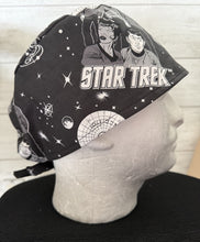 Load image into Gallery viewer, Star Trek Characters black Fabric Unisex Medical Surgical Scrub Caps Men &amp; Women Tie Back and Bouffant Hat Styles
