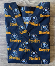 Load image into Gallery viewer, Football Steelers Medical Scrub Top Unisex Relaxed Fit Men's Scrub Top Women's Scrub Top
