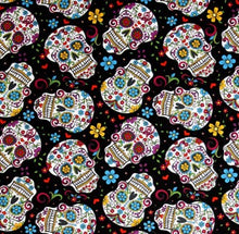 Load image into Gallery viewer, Día de los Muertos Sugar Skull Day of the Dead Black Unisex Medical Surgical Scrub Caps Men &amp; Women Tie Back and Bouffant Hat Styles
