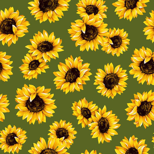 Sunflower Flower on Green Medical Scrub Top Floral Fabric Unisex Relaxed Style for Men & Women