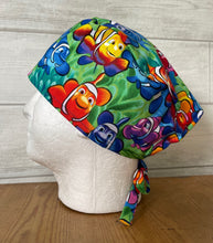 Load image into Gallery viewer, Clown Fish Fabric Unisex Medical Surgical Scrub Caps Men &amp; Women Tie Back and Bouffant Hat Styles
