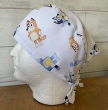 Load image into Gallery viewer, BLUEY &amp; BINGO CARTOON Medical Scrub Caps Unisex Men &amp; Women Tie Back and Bouffant Hat Styles
