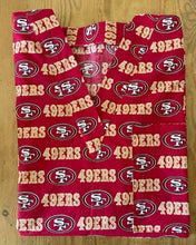 Load image into Gallery viewer, Football SF 49ers Red Medical Scrub Top Unisex Relaxed Fit Men&#39;s Scrub Top Women&#39;s Scrub Top
