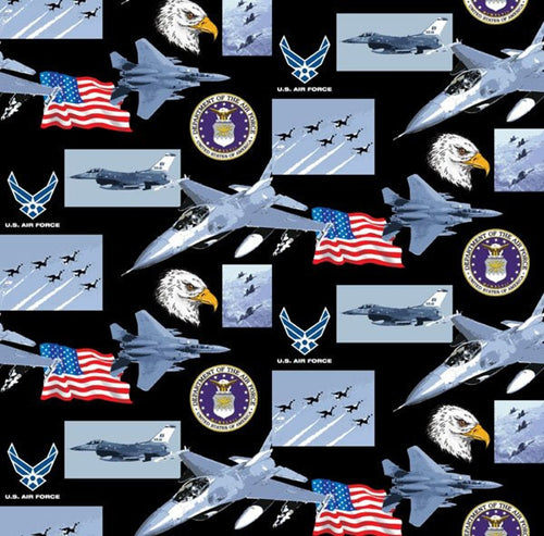 US Military Branch USAF Air Force Fabric Unisex Medical Surgical Scrub Caps Men & Women Tie Back and Bouffant Hat Styles