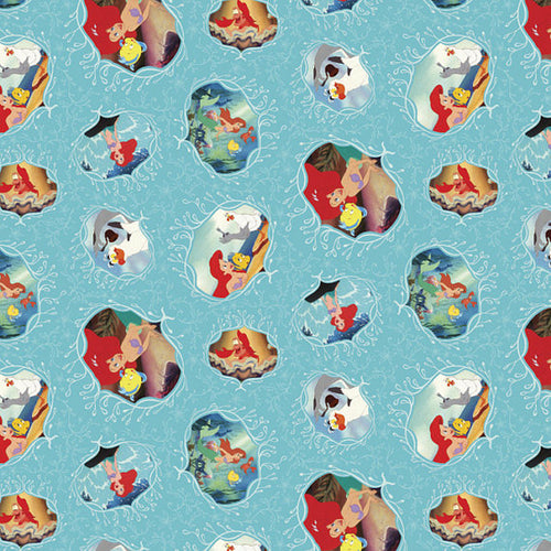 Little Mermaid Ariel Fairy Tale Ending Movie Scenes Fabric Unisex Medical Surgical Scrub Caps Men & Women Tie Back and Bouffant Hat Styles