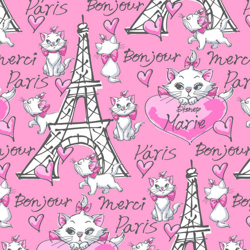 The Aristocrats Merci Bon Jour Paris Pink Fabric Nurse Medical Scrub Top Unisex Style for Men & Women