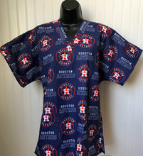 Load image into Gallery viewer, Baseball Houston Astros Medical Relaxed Scrub Top Unisex Style Men&#39;s Scrub Top Women&#39;s Scrub Top
