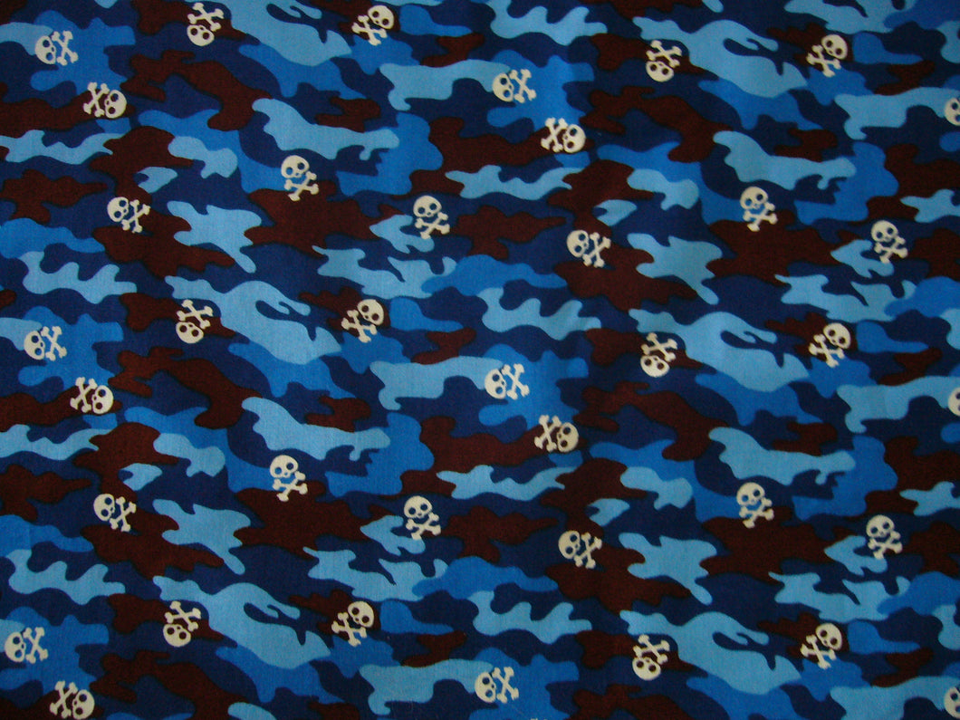 Camo blue Skull & Crossbones Nurse Medical Scrub Top Unisex Style for Men & Women