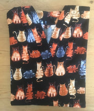 Load image into Gallery viewer, Cats Black Medical Scrub Top Colorful Kittens Cats in a Row Vet Tech Unisex Style for Men &amp; Women
