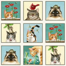 Load image into Gallery viewer, Animals Silly &amp; Curious Cat Selfies Framed on Tan Fabric Unisex Medical Surgical Scrub Caps Men &amp; Women Tie Back and Bouffant Hat Styles
