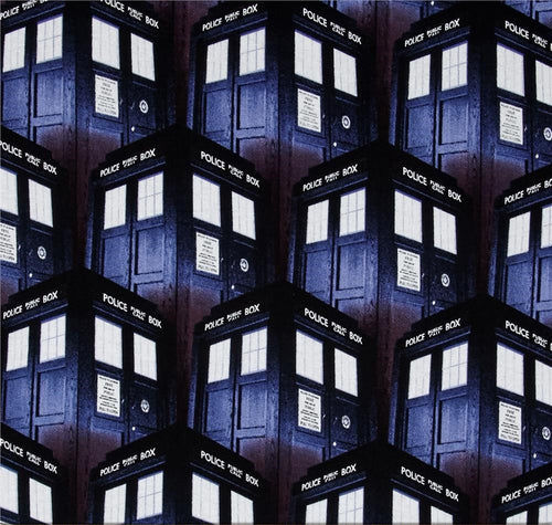 BBC Doctor Who Show POLICE PACKED TARDIS Fabric Unisex Medical Surgical Scrub Caps Men & Women Tie Back and Bouffant Hat Styles