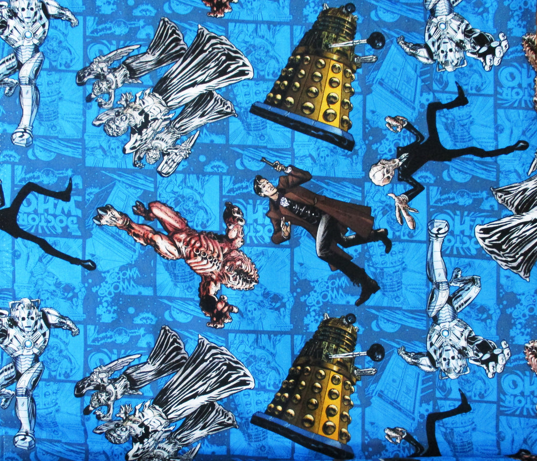 BBC Doctor Who Medical Scrub Top Large Print Blue Unisex Style for Men & Women