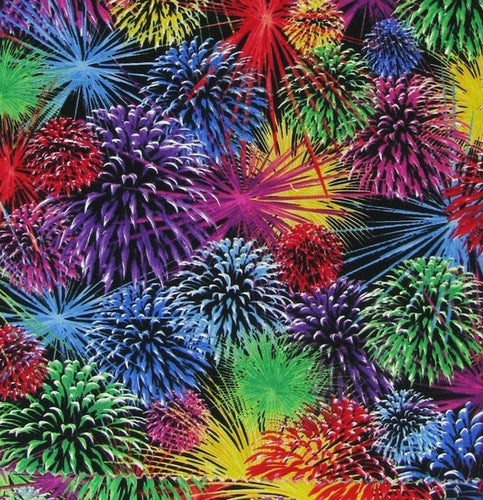 Patriotic Colorful Fireworks Fabric Unisex Medical Surgical Scrub Caps Men & Women Tie Back and Bouffant Hat Styles