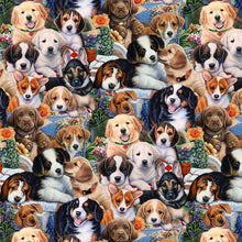 Load image into Gallery viewer, Medical Scrub Top Dogs in the Garden Flowers Unisex Relaxed Style for Men &amp; Women
