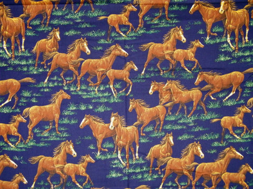 Wild Horses Running Navy Fabric Nurse Medical Scrub Top Unisex Style Shirt for Men & Women