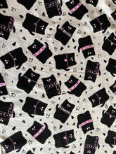 Load image into Gallery viewer, Cat Medical Scrub Top Black Puffy Kitty Cat Pink Collar Unisex Style for Men &amp; Women
