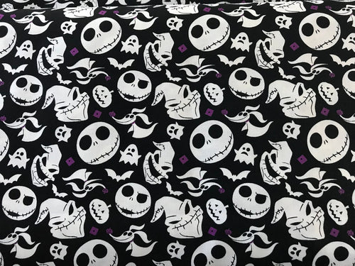 NBC Nightmare Before Christmas JACK IS BACK Characters Fabric Unisex Medical Surgical Scrub Caps Men & Women Tie Back and Bouffant Hat Styles