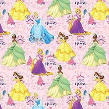 Load image into Gallery viewer, Princesses Listen to Your Heart Cinderella Tiana Belle Rapunzel Pink Fabric Nurse Medical Scrub Top Unisex Style for Men &amp; Women
