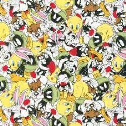 Looney Tunes Cartoon Characters Packed Fabric Nurse Medical Scrub Top Unisex Style for Men & Women