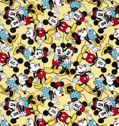 Mickey & Minnie Mouse Yellow Fabric Unisex Medical Surgical Scrub Caps Men & Women Tie Back and Bouffant Hat Styles