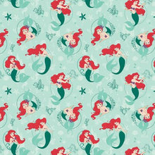 Load image into Gallery viewer, Little Mermaid Ariel Flounder Sebastian Green Fabric Unisex Medical Surgical Scrub Caps Men &amp; Women Tie Back and Bouffant Hat Styles
