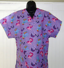 Load image into Gallery viewer, My Little Pony Medical Scrub Top Horse Cartoon with Stars Unisex Style for Men &amp; Women
