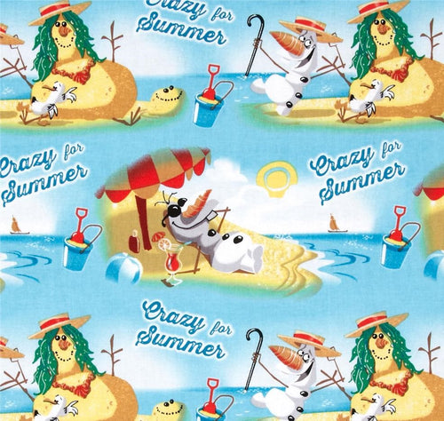 Frozen OLAF Crazy for Summer Beach Fabric Nurse Medical Scrub Top Unisex Style for Men & Women