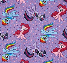 Load image into Gallery viewer, My Little Pony Horse Cartoon with Stars Purple Fabric Nurse Medical Scrub Top Unisex Style for Men &amp; Women
