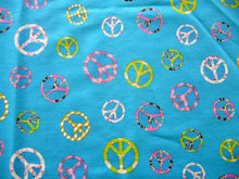 Load image into Gallery viewer, Groovy Bright Peace Signs on Blue Fabric Nurse Medical Scrub Top Unisex Style for Men &amp; Women *LAST ONE
