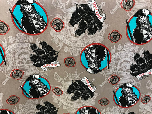 Pirates of the Caribbean Jack Sparrow Black Pearl Fabric Unisex Medical Surgical Scrub Caps Men & Women Tie Back and Bouffant Hat Styles