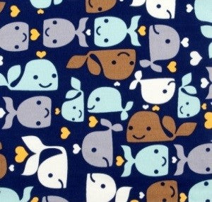 Cute Smiling Whales Fabric Nurse Medical Scrub Top Unisex Style for Men & Women