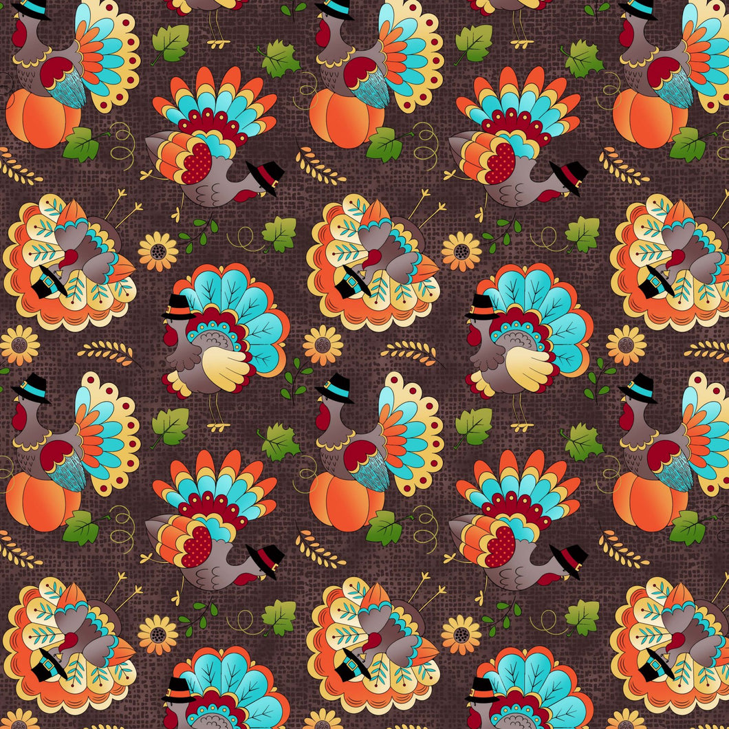 Variety of Thanksgiving Themed Fabrics Medical Surgical Scrub Caps Unisex Men & Women Tie Back and Bouffant Style Hats