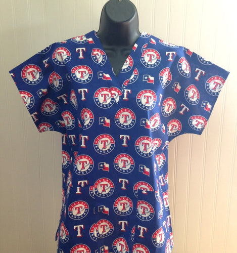 Size Medium Texans Rangers Baseball Scrub Top Unisex Style Shirt for Men & Women *IN STOCK *READY TO SHIP