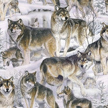 Load image into Gallery viewer, Medical Scrub Top Beautiful Wolves in Snow Unisex Relaxed Style for Men &amp; Women
