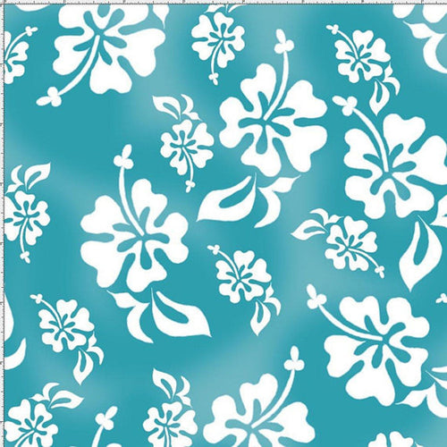 Hawaiian Tropical Hibiscus Flower Aqua White Fabric Stethoscope sock cover for Medical Professionals