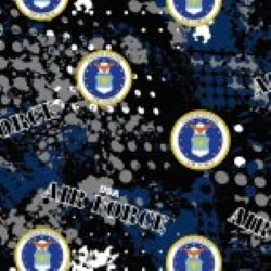 Patriotic US Military Branch USAF Air Force GEO Logo Blue Black Gray Fabric Nurse Medical Scrub Top Unisex Style for Men & Women