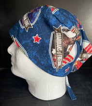 Load image into Gallery viewer, Patriotic American USA Guardian of Freedom Let Freedom Ring Fabric Unisex Medical Surgical Scrub Caps Men &amp; Women Tie Back and Bouffant Hat Styles
