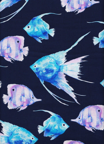 Medical Scrub Top Beautiful Angel Fish Purple Blue Unisex Style for Men & Women