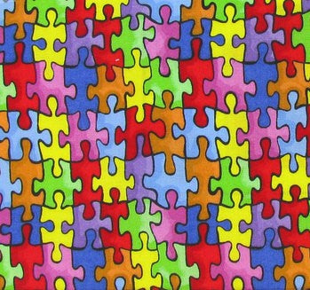 Autism Puzzle Piece Fabric Unisex Medical Surgical Scrub Caps Men & Women Tie Back and Bouffant Hat Styles