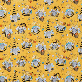 Gnome Honey Bees Yellow Fabric Unisex Medical Surgical Scrub Caps Men & Women Tie Back and Bouffant Hat Styles