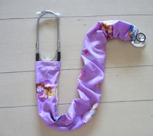 Load image into Gallery viewer, Beauty and the Beast Lavender Hearts Fabric Stethoscope cover for Medical Professionals
