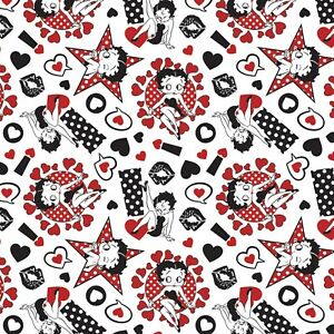 Sassy Betty Boop Cartoon Hearts White Red Black Fabric Nurse Medical Scrub Top Unisex Style Shirt for Men & Women